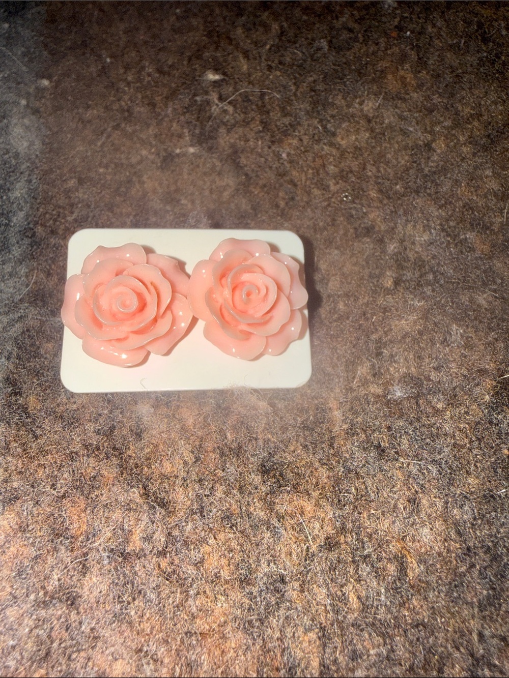 Pink Rose Stud Earrings - Floral Resin Fashion Earrings